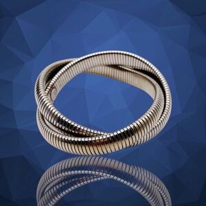 Chic Double Twisted Silver Tone Snake Stretch Bracelet Contemporary Design